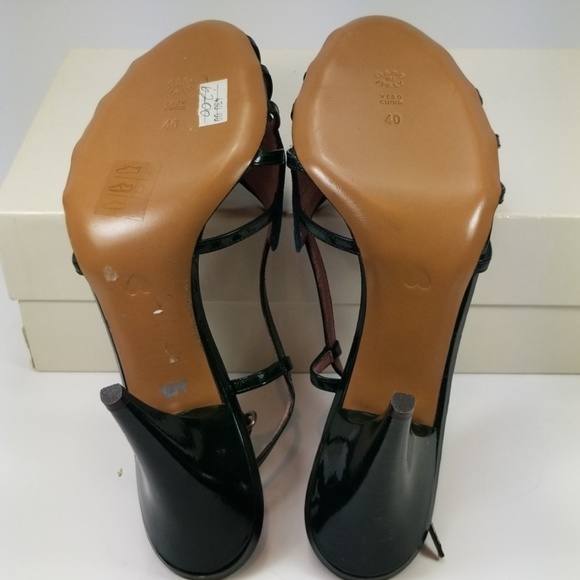 👠👠👠Moschino NEW Bottle Green Patent Leather Sandals - Picture 6 of 8